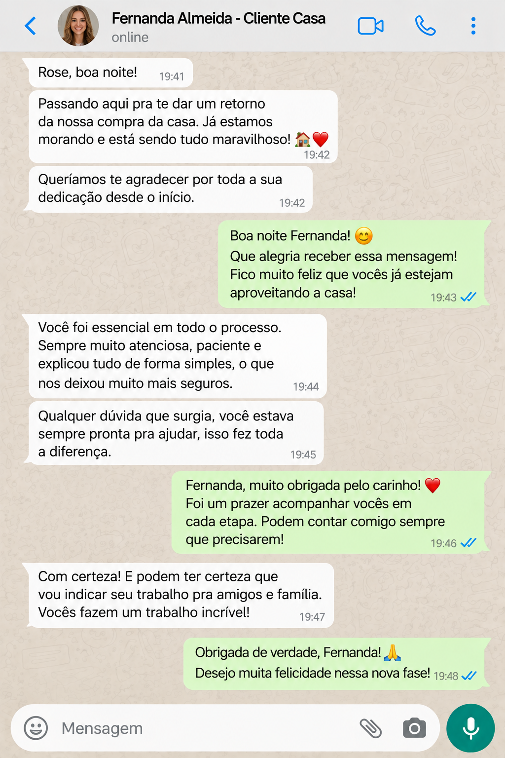 Avaliação de cliente